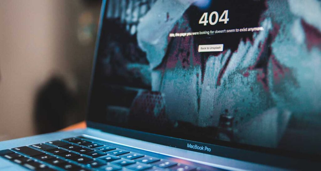 System error 404 on laptop screen